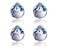 BELLE VOUS Cuentas de Cristal Transparente (Pack de 4) Candelabro Colgante Araña 4,5 cm - Bola de Cristal Abalorio Prisma Decoración, Repuestos Cristal Lamparas, Atrapasueño, Fiesta Navidad/Boda