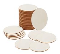 Belle Vous Discos de Madera Sin Acabado (Pack de 50) - 10 cm con 2 mm de Grosor - Madera Rodajas Natural en Blanco - Circulo Madera para Manualidades, Posavasos, Adornos del Hogar