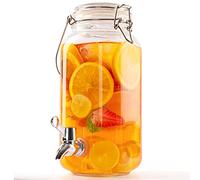 Belle Vous Dispensador de Bebidas con Grifo - Dispensador de Agua Cristal 2,5 l - Garrafa con Grifo Dispensador Mason Jar para Zumo, Agua, Coctel, Leche y Té Frío - Para Fiestas, Pícnic o BBQ