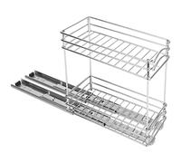 BELLE VOUS Especiero Extraible con 2 Niveles - A12 x P26 x H23,8 cm - Resistente Organizador Especias Cocina, Condimentos para Gabinetes, Armarios