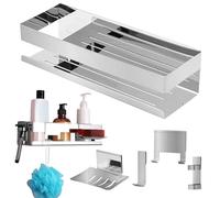 BELLE VOUS Estanteria de Baño Sin Taladro - Estante Adhesivo Organizador para Ducha - Estantería de Acero Inoxidable 5 en 1 - Repisa Adhesiva para Champú Jabón y Accesorios