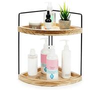 BELLE VOUS Estanteria Esquina 2 Niveles para Baño - Estanterías de Madera para Tocador, Encimera en la Cocina o Baño - Estante Esquinero para Cosméticos, Maquillaje, Especias y Más