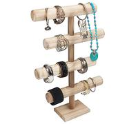BELLE VOUS Expositor Pulseras de 4 Niveles para Joyas - 48 cm de Alto - Expositor Organizador Relojes, Collares, Brazaletes, Coleteros y Brazaletes - Barra T de Sobremesa - Torre para Joyas