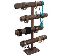 BELLE VOUS Expositor Pulseras de 4 Niveles para Joyas - 48 cm de Alto - Expositor Organizador Relojes, Collares, Brazaletes, Coleteros y Brazaletes - Barra T de Sobremesa - Torre para Joyas