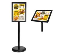 BELLE VOUS Expositores de Pie A4 Negro - Soporte para Poster de Aluminio de Pedestal - Marco para Vista en Vertical y Horizontal - Atril Ajustable para Bodas, Exhibiciones, Tiendas y Restaurantes