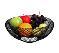 BELLE VOUS Fruteros de Cocina Modernos Metal Negro 24 cm - Cesta Fruta Decorativa Cuenco para Vegetales y Pan - Adornos para Cocina, Hogar, Decoración Centro de Mesa y Encimera