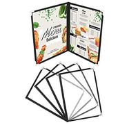 Belle Vous Funda para Cartas Restaurantes Pliegue Doble A5 (Pack de 5) Cartas para Restaurante Soporte para Menú Estilo Americano con Protectores de Esquina - para Bares, Cafés, Alimentos y Bebidas