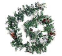 Belle Vous Guirnalda Verde de Navidad Puntas con Nieve y Conos de Pino - 2,7 m de Largo - Guirnalda de Abeto Verde Suave - Adornos Navideños para el Hogar, Escaleras, Repisa, Chimenea, Boda, Entrada