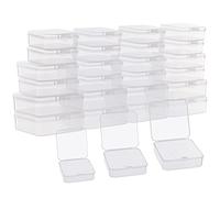 BELLE VOUS Hermosa you, pequeñas cajas de plástico transparentes con tapa abatible (27 unidades), tamaño pequeño, mediano y grande, mini caja de plástico para píldoras, cuentas, joyas y accesorios