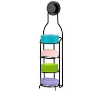 BELLE VOUS Jabonera Ducha Sin Taladro 4 Niveles Negra - Jabonera Pared con Ventosa - Cesta para Baño - Jabonera Champú Solido a Prueba de Óxido - para Rasuradoras, Esponja, Jabón y Más