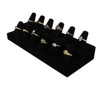 BELLE VOUS Joyero Anillos Terciopelo Negro - 2 Niveles 12 Conos de Dedos Organizador Anillos con Base Resistente - Expositor Anillos para Dormitorio, Tiendas y Escaparates de Joyerías