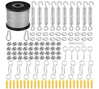 Belle Vous Kit de Alambre y Tensores M5 - Cable de 100 m x 2 mm para Tendedero Toldos Exterior Interior - Set de Cuerda de Acero Inoxidable con Tensor Ganchos Tornillos y Fijaciones