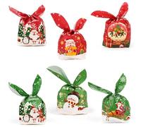 Belle Vous Kit de Bolsas para - 60x Bolsa Navideña Medianas para Envolver Dulces Chuches Galletas Navideñas y Detallitos para Regalar