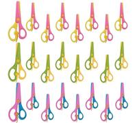 Belle Vous Kit de Tijeras Escolares de Punta Roma - 24x Tijera de Colores de Punta Redonda de 13,5 cm para Niños Diestros y Zurdos - Manualidades Papeleria Arte Bricolaje