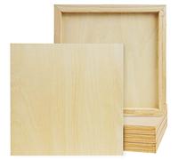 Belle Vous Lienzo Tablero de Madera para Pintar Acrilico Sin Acabado (Pack de 5) 25 x 25 cm Lienzos para Pintar de Abedul- Paneles de Lienzo Medios Mixtos para Vertidos, Arte Encáustica, Manualidades