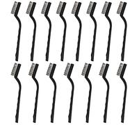 Belle Vous Mini Cepillo Alambre Acero Inoxidable (Pack de 15) Cepillo Limpieza Mango de Plástico Curvo y Agujero para Colgarlo - Cepillo Metalico Limpiar Cemento, Estufa, Fregadero, Oxido y Polvo