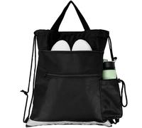 BELLE VOUS Mochila de Cuerdas Negra - Bolsa Pequeña Ligera de Deporte con Cremallera - Petate Deportivo de Tela para Hombre o Mujer - para Gimnasio Playa Yoga o Festival