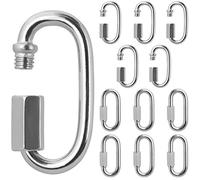 Belle Vous Mosquetones Acero Inoxidable M4 con Rosca (Pack de 12) Mosquetón Multifunción 4,2 cm Interior/Exterior Mosquetones para Llaveros Ovalados Forma en D, Acampadas y Complementos Senderismo