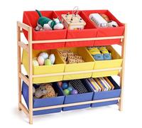 BELLE VOUS Mueble Organizador de Juguetes - Estanteria Infantil de 3X Niveles con 9X Cajas de Tela para Almacenaje de Juegos Libros Peluches - Baul Juguetero para Niños y Niñas
