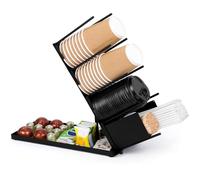 BELLE VOUS Organizador de Café - Soporte para Capsulas de Cafe y Vasos de Plástico con Cajón para Cucharas y Servilletas - para Accesorios de Cafetería en Casa u Oficina