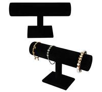 BELLE VOUS Organizador de Pulseras Terciopelo Negro Barra en T (Pack de 2) Muestre su Organizador de Joyas con Pulseras, Relojes, Collares y Brazaletes - Expositor Pulseras