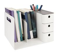 BELLE VOUS Organizador Escritorio Blanco con 3 Cajones - Caja Organizadora Multiuso de Plástico PP - Organizador de Mesa para Suministros de Oficina, Libros, Bolígrafos, Artículos de Papelería