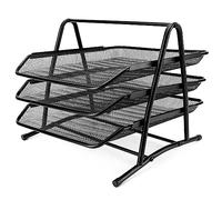 Belle Vous Organizador Escritorio Malla Metal Negro para Cartas - Organizador Papeles/Documentos A4 para Oficina - Clasificador Documentos Hogar, Escuela, Mesa