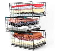 BELLE VOUS Organizador Interior de Armarios - Cajonera de 3x Niveles Corredizos - Cajones Apilables de Armario para Ordenar Ropa Camisetas Jerseys - Cajoneras para Almacenaje