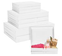 BELLE VOUS Pack de 10 Set Cajas de Cartón Blancas para Regalos - Tamaños Pequeño, Mediano y Grande - Cajas Cartón Fácil Ensamblado con Tapa - Cajas de Fiesta, Cumpleaños, Bodas, Presentación