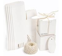 Belle Vous Pack de 100 Cajas de Carton para Regalo Cajas Blancas 5 x 5 x 5 cm Cuadradas - Fácil Ensamblaje con Cordel y Etiquetas - Regalitos Cumpleaños, Propuestas Matrimonio, Manualidades