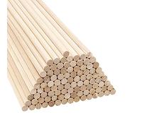 BELLE VOUS Pack de 100 Palo Madera Redondo Natural - 18 cm de Largo Varas de Madera Extra Largas Sin Terminar - 9,5 mm de Grosor - Palos de Madera Redondos, Manualidades, Decoraciones, Arte