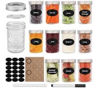 BELLE VOUS Pack de 12 Tarros de Cristal con Tapa de Metal - 236 ml - Botes Cristal Herméticos con Boca Regular - Frascos de Vidrio Avena Remojada Durante la Noche, Mermelada y Más