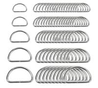 BELLE VOUS Pack de 120 Anillas Metalicas en D Plateadas - Hebilla Mochila Chapado Níquel Variadas Semi Circular - Enganche Correa sin Soldar Bucle para Correa Cincha, Collar Perro, Bolso y Accesorios
