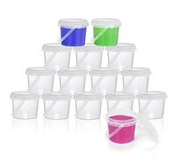 Belle Vous Pack de 15 Botes para Slime 250 ml Tarros de Plastico con Tapa Pequeños Libres de BPA - Botes Plastico con Tapa Vacías Transparentes con Asa - Bote para Bola de Espuma y Juguetes