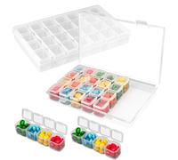 Belle Vous Pack de 2 Cajas Almacenaje para Pintura de Diamante con 28 Contenedores Transparentes y Etiquetas - Set Caja Organizadora para Manualidades, Nail Art, Joyas, Abalorios