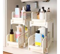 Belle Vous (Pack de 2) Organizador Bajo Fregadero Deslizante - Organizador de Armario de Cocina para Cajones, Alacena, Baño y Más - Repisa Estanteria de Cocina