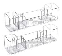 Belle Vous Pack de 2 Organizadores de Plastico con 8 Compartimentos - Organizador de Maquillaje Transparente para Cosméticos y Accesorios - Caja de Maquillaje para Tocador, Cocina, Alacena, Baño