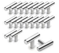 BELLE VOUS Pack de 20 Tiradores Cocina Gabinetes Pomos Barra T Níquel Cepillado - 50mm Pomos Acero Inoxidable Plateado - Tiradores Armarios Dormitorio, Cajones, Puertas, Muebles, Baños, Muebles
