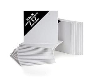 Belle Vous Pack de 24 Lienzos para Pintar 8 x 8 cm - Set Paneles de Lienzo Pre Estirado - Aptos para Pintura Acrílica y al Óleo - Lienzo Blanco para Bocetos y Dibujos