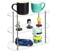 BELLE VOUS (Pack de 3 Expositor Metacrilato Transparente - 30,5 x 12 x 25,6 cm - Mini Estanteria Estrecha Ajustable con 3 Niveles - Expositor Miniaturas, Vasos de Chupitos, Coleccionables