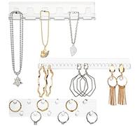 BELLE VOUS (Pack de 3 Organizador de Joyas para Colgar de Acrílico Transparente - Set de Joyero Pared Adhesivo con Ganchos y Clavijas - Colgador Collares, Anillos, Brazaletes y Pendientes