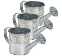 Belle Vous Pack de 3 Regadera Metal Plateado Decorativo Maceteros Rústicos 550 ml Vintage Estilo Hacienda con Asa y Pico - Maceteros Decorativos Interior/Exterior, Jardín, Hogar - Florero Vintage