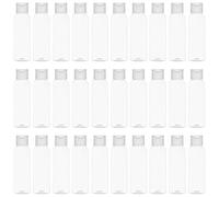 BELLE VOUS Pack de 30 Botellas Plastico Transparente Tapa Abatible Botes Plastico 60 ml Reutilizables Vacíos para Apretar - Botes Viaje Rellenables, Cosméticos, Acondicionador, Loción, Champú y Mas