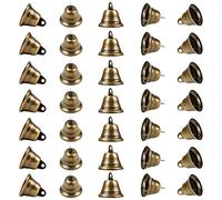 Belle Vous Pack de 35 Campanillas de Metal Bronce Vintage 40 x 35 mm Mini Campana Metal para Manualidades, Decoraciones, Navidad, Bodas, Joyas, Campanas de Viento y Entrenar Cachorros