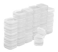 BELLE VOUS Pack de 36 Cajas Plastico Pequeñas Transparentes con Tapa de Bisagra 3,5 x 3,5 x 2 cm - Caja Organizadora Plastico - Mini Recipientes Pastillas, Cuentas, Joyas, Artículos Manualidades