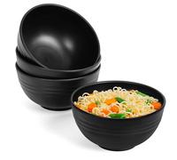 BELLE VOUS Pack de 4 Boles Cocina Plástico Negro Reutilizable - 700 ml - Cuencos de Servir - Bol Desayuno, Sin BPA, Ligero - Bol Ensalada, Sopa, Pasta, Frutas - Apto Microondas y Lavavajillas