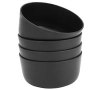 Belle Vous Pack de 4 Boles de Plastico Negro Reutilizables para Servir - 1000 ml - Set Tazones Desayuno Cereal - Resistentes, Ligeros, Sin BPA - Sopa o Fideos - Apto para Microondas y Lavavajillas