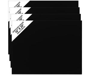 Belle Vous Pack de 4 Lienzos Negros para Pintar - 40 x 50 cm - Paneles de Lienzos en Blanco Pre Estirados - Lienzos para Pintar Óleo y Acrílica - Tablilla Entelada Bocetos y Dibujos