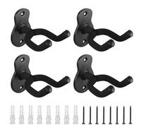 BELLE VOUS Pack de 4 Soporte Guitarra Pared Negros con Tornillos - Gancho Soporte Guitarra Electrica y Acústica - Para la Mayoría de las Guitarras - Soporte Ukelele, Bajo, Mandolina y Banjo