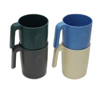 Belle Vous Pack de 4 Vasos Plastico Duro Reutilizable con Asa - 400 ml - Vasos Resistentes Sin BPA - Vasos de Camping o Pícnic - Agua y Bebidas Frías y Calientes - Para Microondas y Lavavajillas